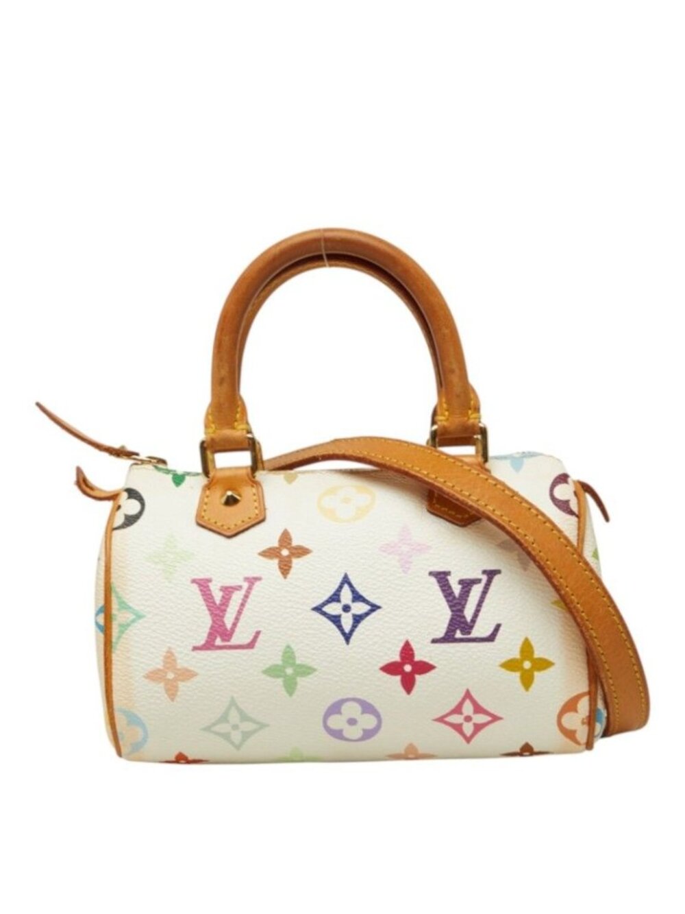 Louis Vuitton Monogram Multicolor Mini Speedy Shoulder Bag White Leather